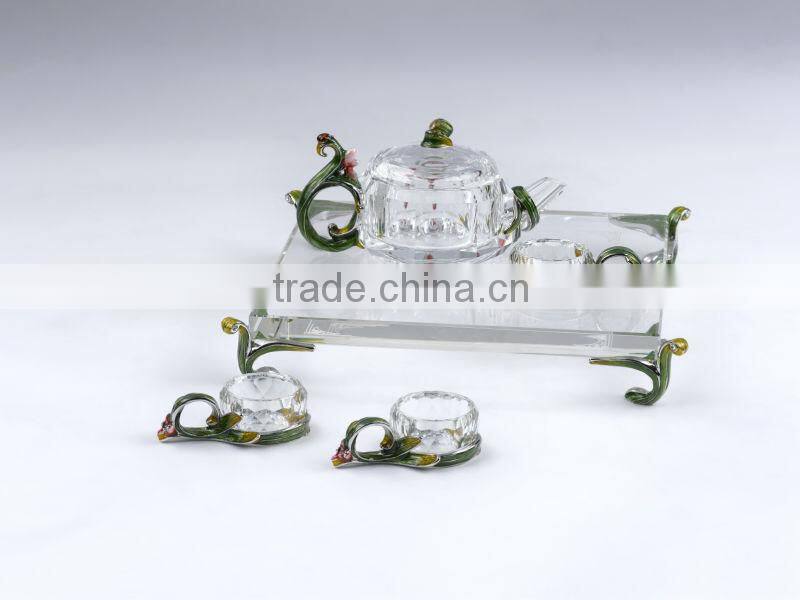 RORO Chanson orchid enamel crystal glass tea set for home decoration