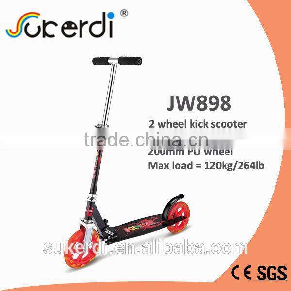 200mm PU wheel aluminum alloy 2 wheel scooter big wheel kick scooter for adults