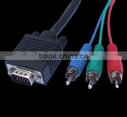 HDB15 Male to 3RCA Male HDB15M-3RCAM Goldplated metal connectors with Blue Nylon mesh