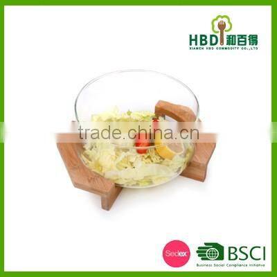 Large Glass Salad Bowls with bamboo lid