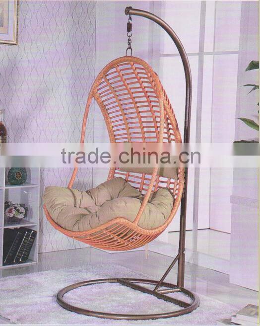Rattan Patio swing chair with magazine holder drink holder