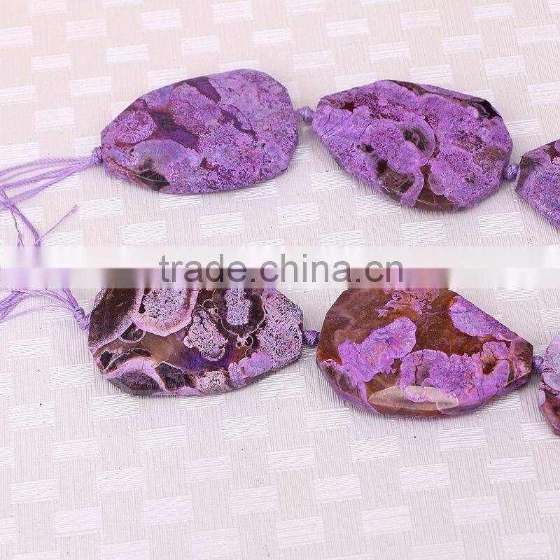 Full Strand Natural Agate Gem stone Beads, Charm Purple Ocean Agate Stone Beads For Jewelry Making