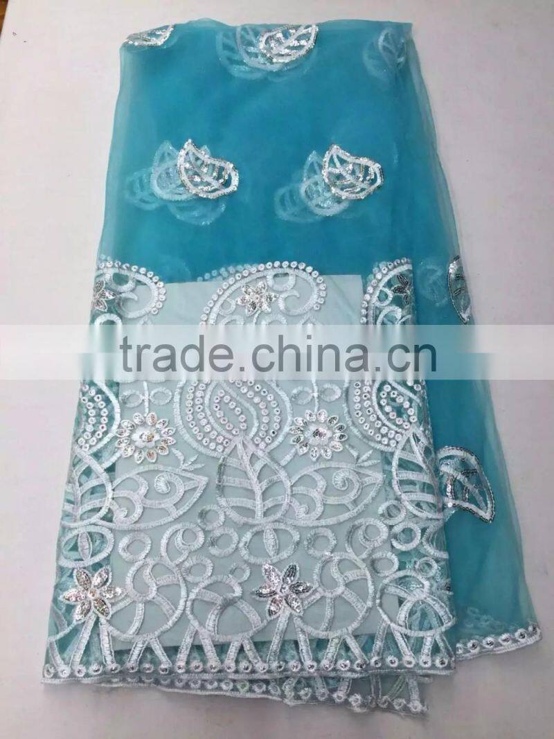 Haniye 2016 indian raw silk george fabric with blouse/ swiss voile lace in switzerland wholesale indian george lace fabric/PLG04