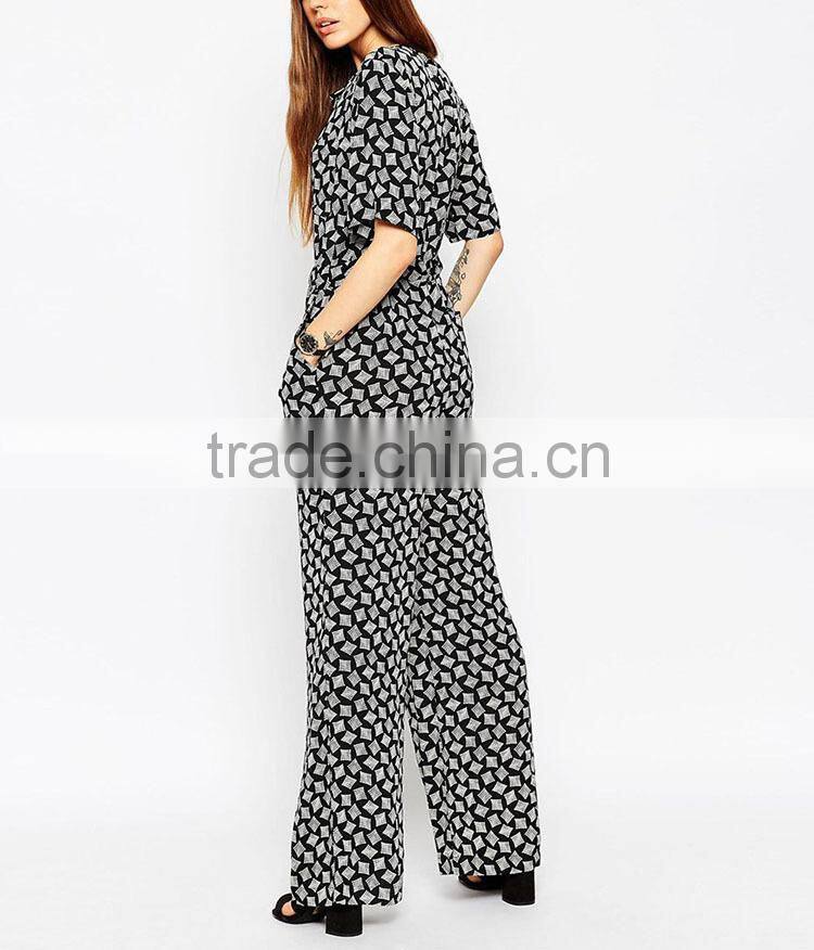 New fashion 100% polyester sleeveless adult one piece wrapped jumpsuit with belt 2016 wholesale