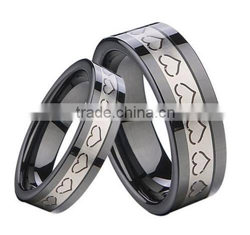 Fashionable Men and Women White Ceramic Wedding Band Ring, Sweet Words Ceramic Ring