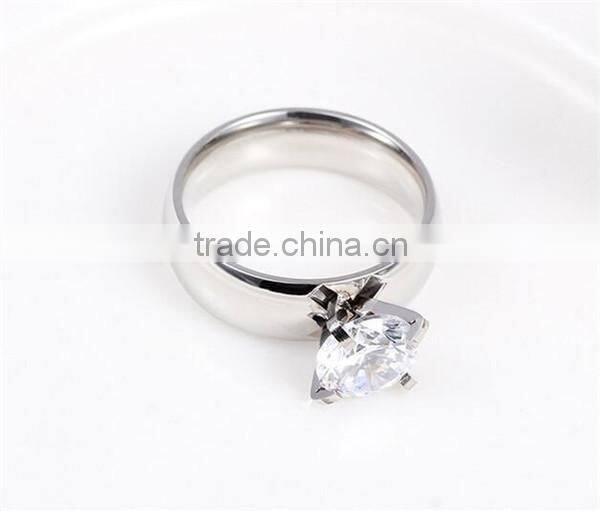 OEM manufacturer women's silver stainless steel single diamond ring