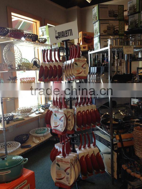 Fry Pan Shelf/cookware display/pan stand/mental stand/pan spinner/mental rack/pan rack