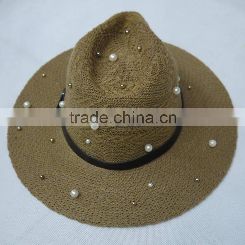 lady acrylic hat with pearls and belt