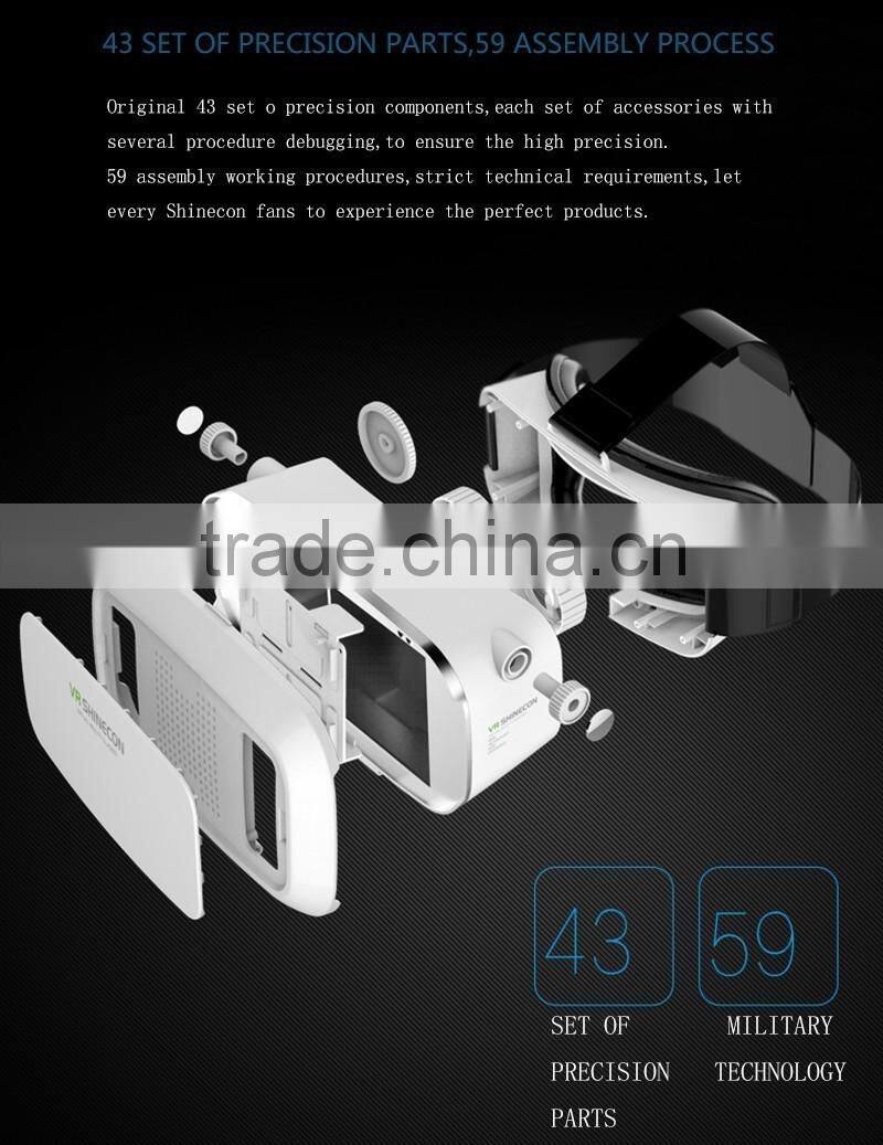 VR Shinecon Virtual Reality 3D Glasses Headset Oculus Rift Head Mount 3D Movies Games Apps 2016 Google Cardboard 2.0
