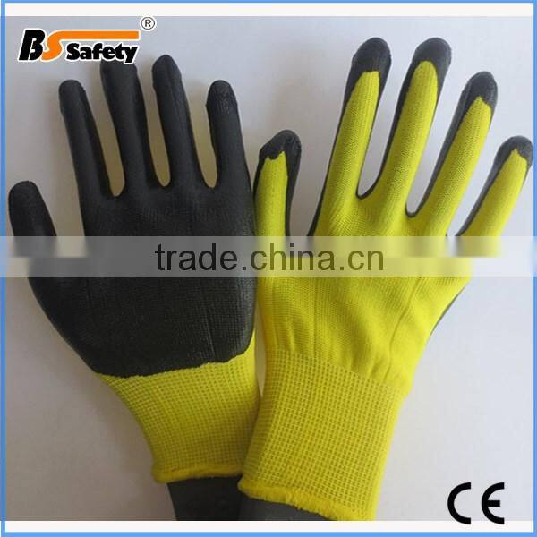BSSAFETY Nitrile gloves cotton fabric liner Nitrile coated gloves 4343 safety working gloves Knit cuff