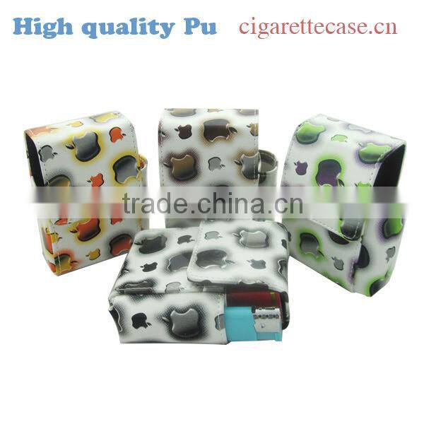black pu leather cigarette case with strap,close by magnet buckle