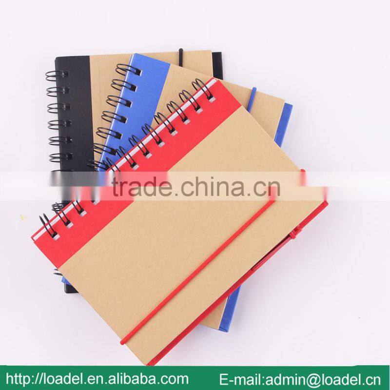 Cheap bulk kraft notebook,recycled kraft paper notebook with pen