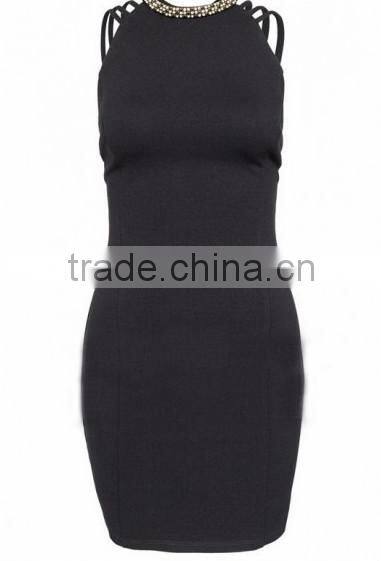 Light Green Wave Striped Sleeveless Dress slim dress fashion