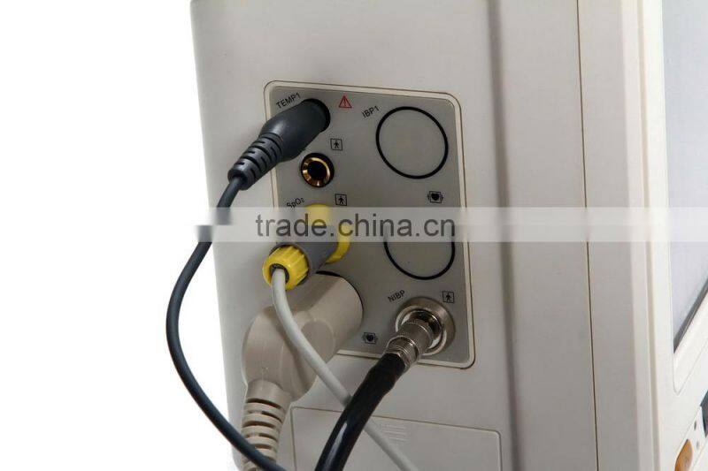 Low cheap Portable 6 parameter ECG/NIBP/SPO2/PR/TEM/REP 8-inch Patient Monitor with Optional Printer CE/ISO