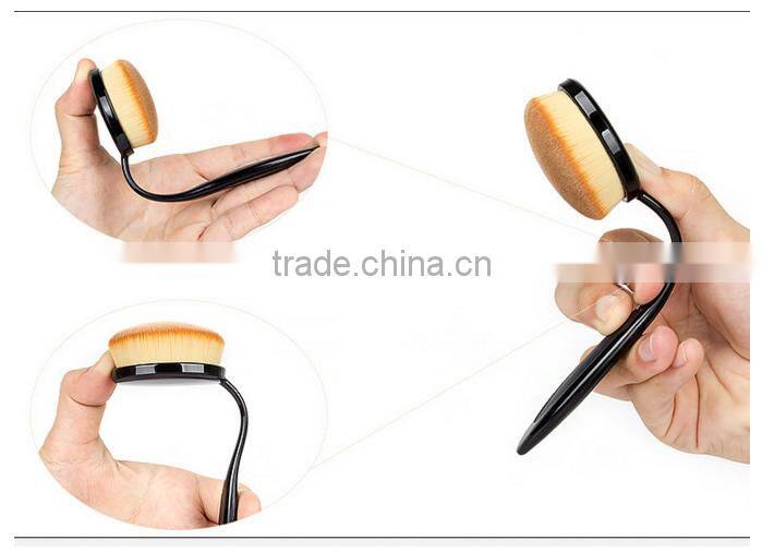 Bonvatt 2017 hot sale 10pcs per set nylon oval toothbrush shape make up brush for cosmetic and foundation brush