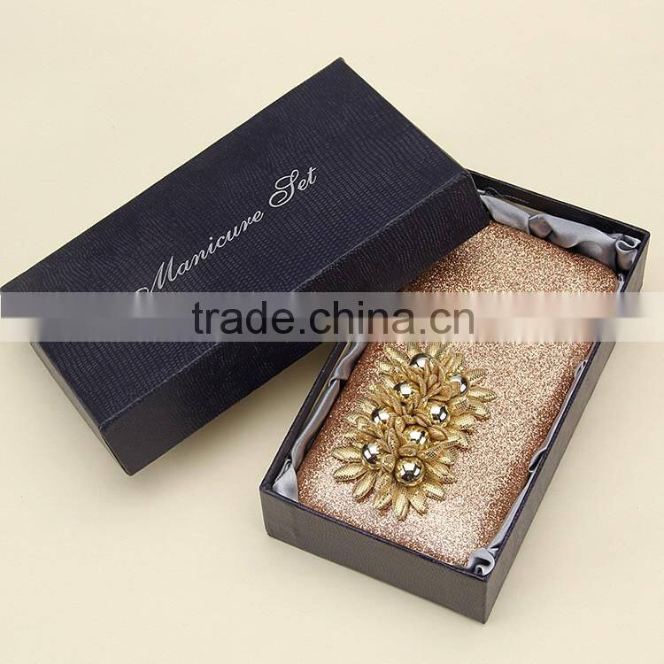 Bonvatt beauty stainless steel manicure set shining colorful pouch luxury manicure set