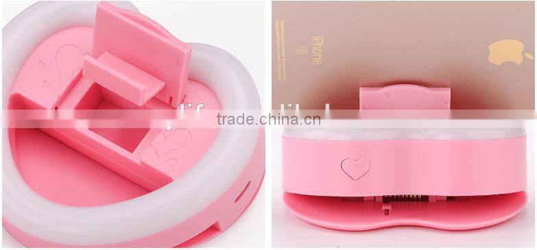 Selfie Ring Light LED Fill Light 3W Cellphone Photo Spot Light 23 LED Charging Portable Selfie Flashlight With Makeup Mirror