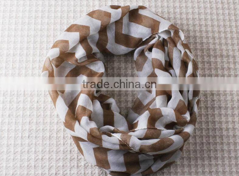 15 colors New Women Infinity Chevron Block Circle Double Loop Wrap Voile Scarf Wholesale