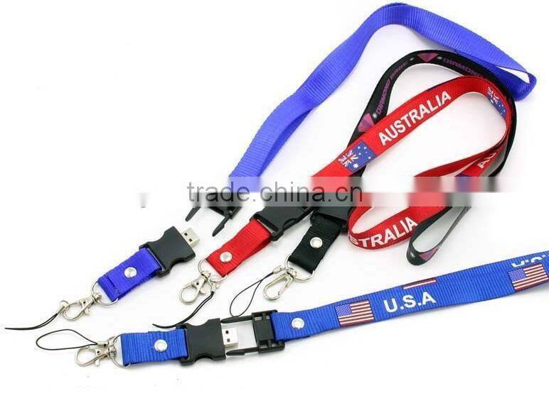 Shenzhen city factory bright single color silk-screen polyester lanyard