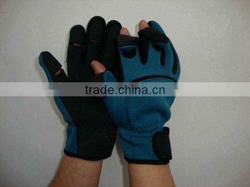 Neoprene foldback fingerless gloves/ slit finger fishing gloves