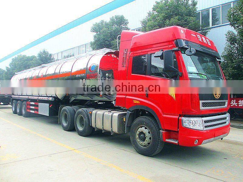 3 alxes 40000 liters milk transportation semi-trailer truck, stainless steel milk tanker truck