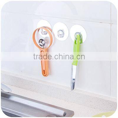 Silver round shaped Heavy Duty PET Seamless single Hook Solid Glue With No Traces Great Necessity for Bathroom Kitchen Wall Ceil