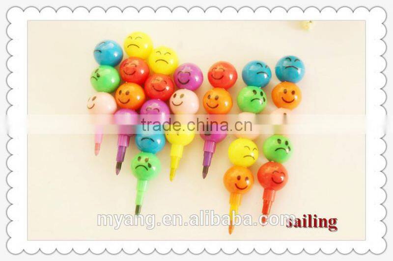 Lovely expression Non-toxic plastic haw shaped 7 Colored Crayons
