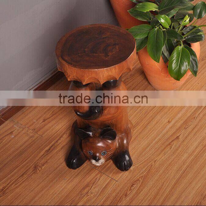 Thailand Style Wood Carved Panda Chair, Panda Shape Design Handcarved Little Chair (BF01-X1173)