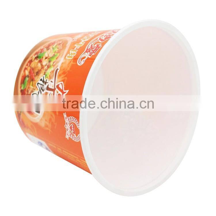 Plastic Noodle Bowl with IML Printing,Round Shape Disposable Noodle Containers with Lids