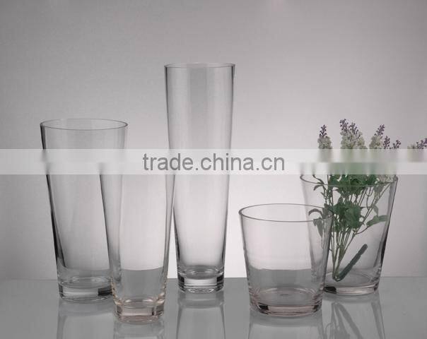 13cm Tall Orange Colored Glass Flower Pot