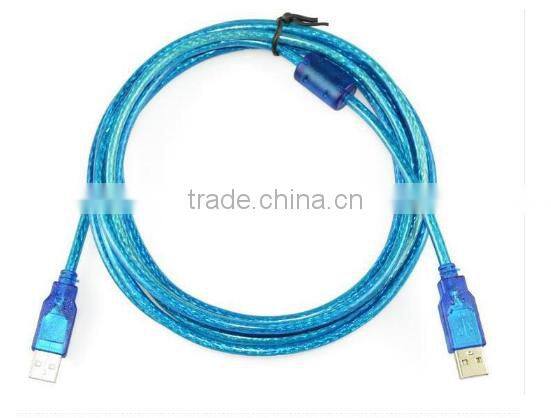Factory Supplier USB 2.0 64 Knit Data Line Male to Male Transparant Blue Color Line