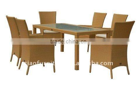 HIGH END WINTECH WICKER RATTAN TABLE WITH ARM CHAIRS