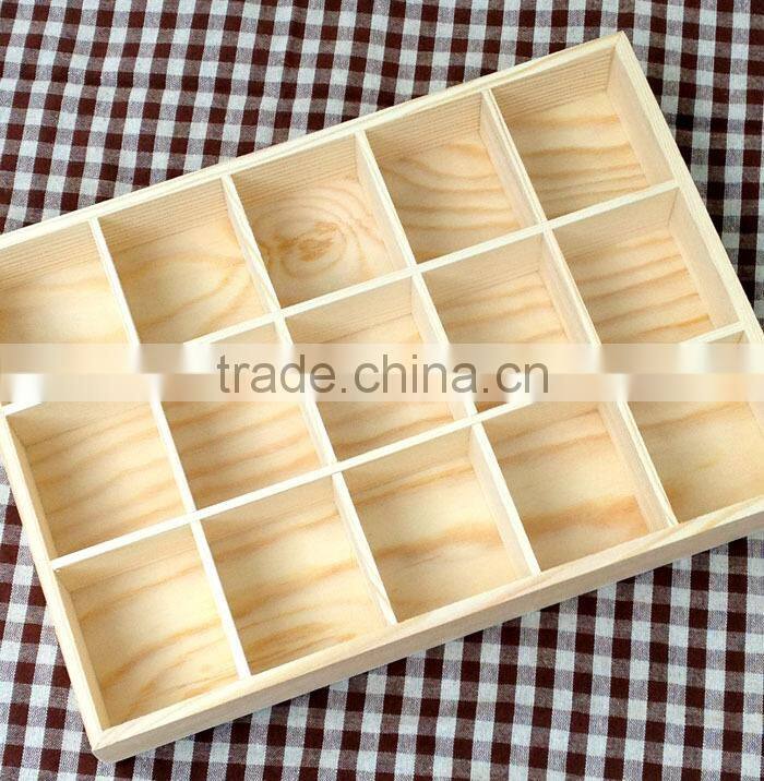 Homemade Solid Wooden Box Tea Bag Classification Candy Storage Box Product Display with15 pcs GridsLove and Simple style