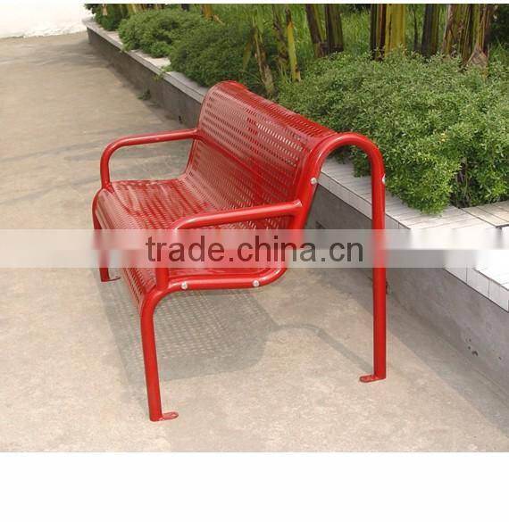 high backed outdoor metal resting bench
