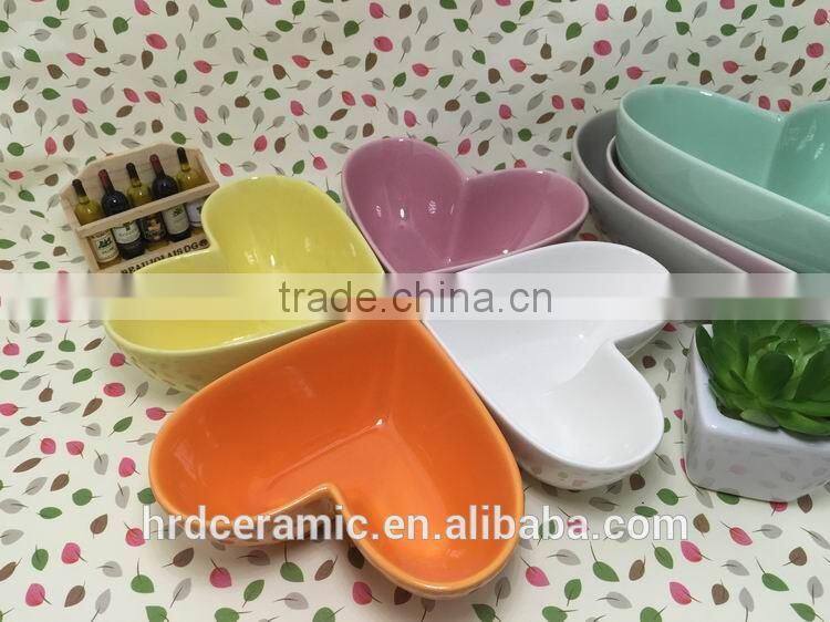 Stocked heart shape sala bowl,ceramic soup bowl for microwave oven