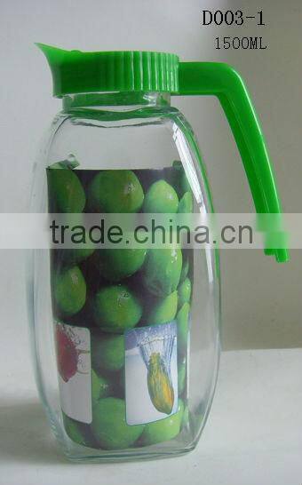 1500ml glass water bottle with rotating plastic lid