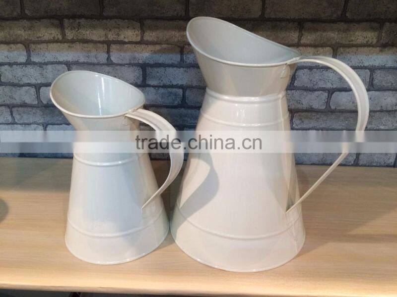 Home Decorative Galvanized Vintage Metal Pitcher Flower Jug
