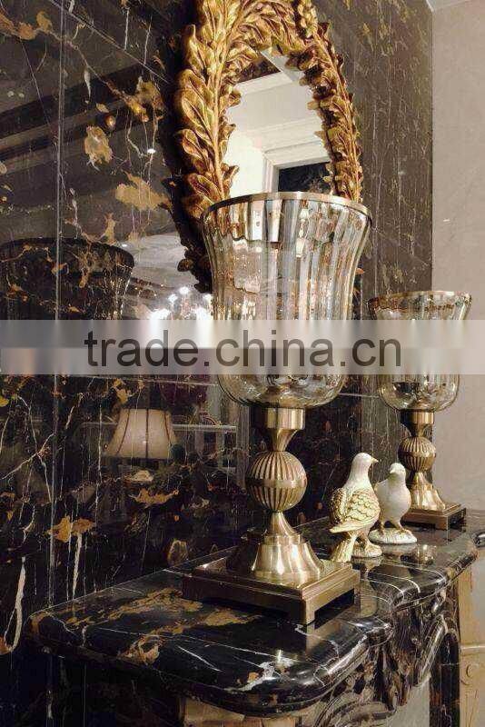 Ornate polyresin decorative framed mirror for indoor use