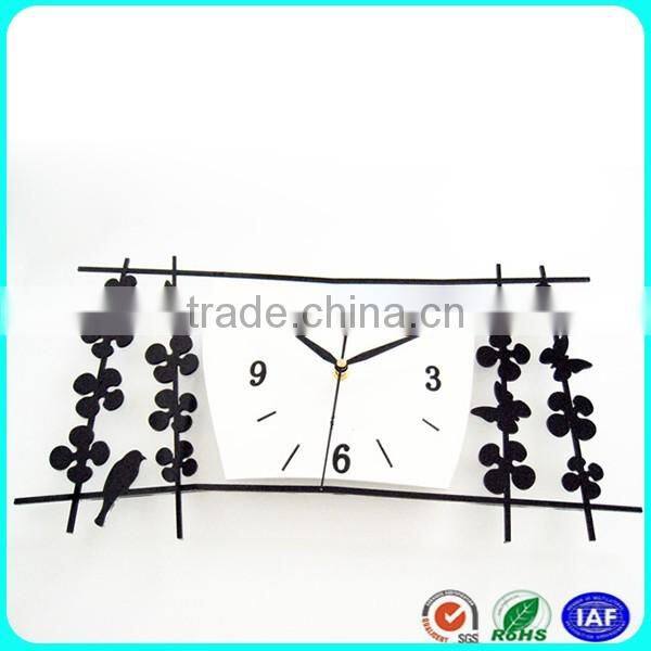 DIY BLack Wall Clocks Square Shape Wall Clock For Home Decoration