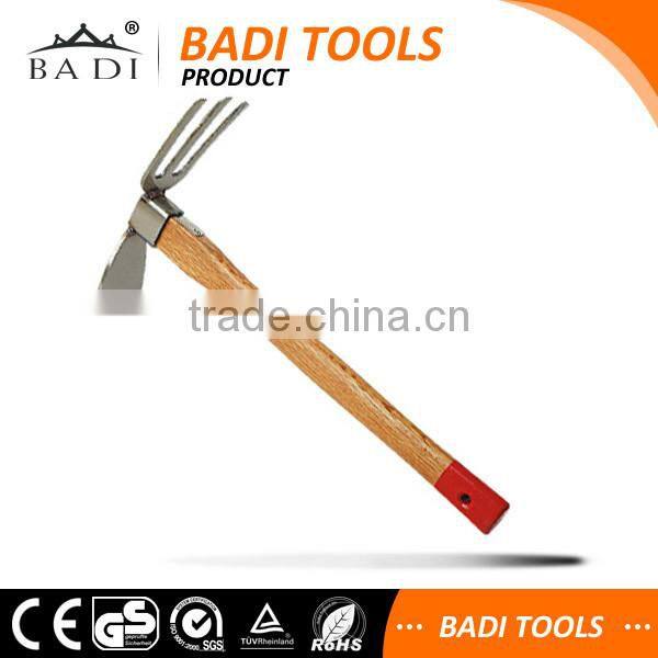 hoe with wooden handle