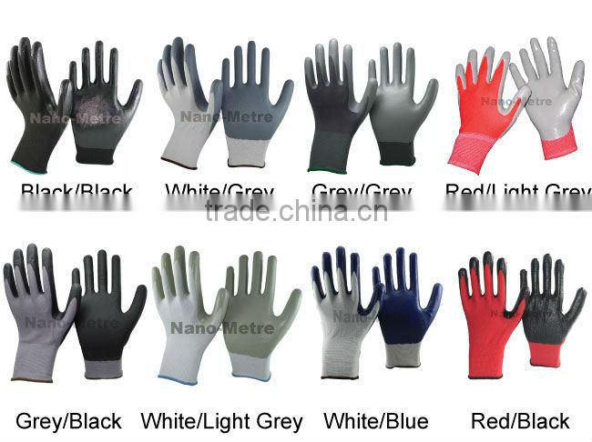 NMSAFETY 18 Gauge Ultra Light Nylon nitrile Coated Precision Work Palm Fit nitrile Gloves