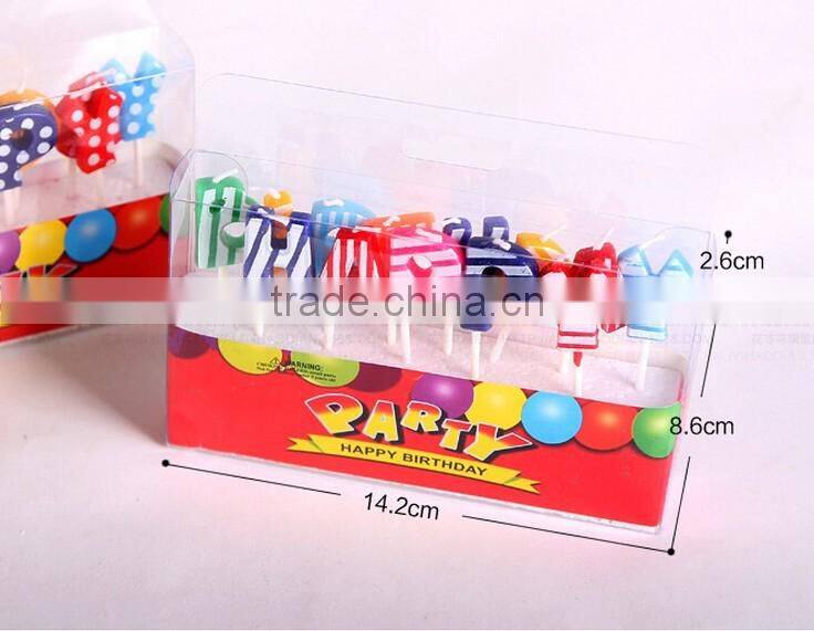Point and Stripe Coloured English Character Shape Happy Birthday Candle