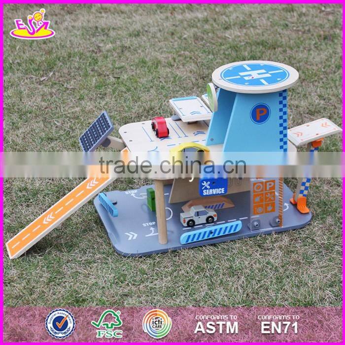 2017 new products children parking toy wooden toy garage set W04B048