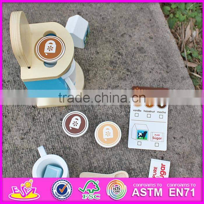 2016 new design simulation home play mini wooden kids coffee maker W10D147