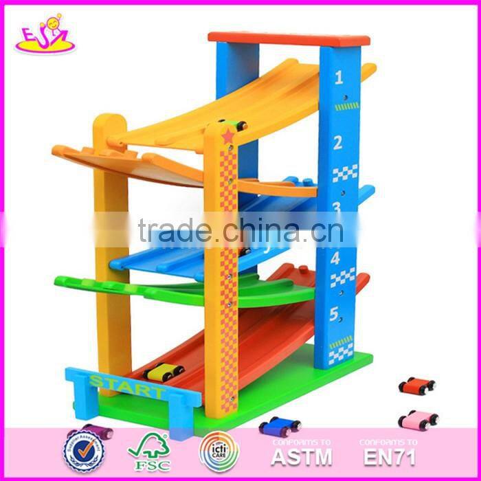 2017 new design 5 levels children funny wooden race car track toy W04E050