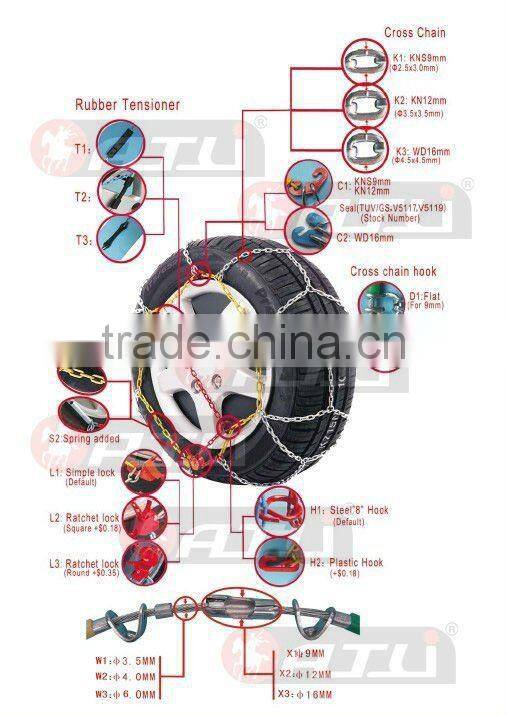 Quick mounting WDB16 mm Diamond SUV tyre chain