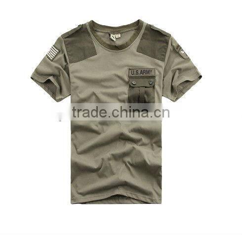 2014 Round neck Men's Summer Comfortable Casual Short army T-shirt
