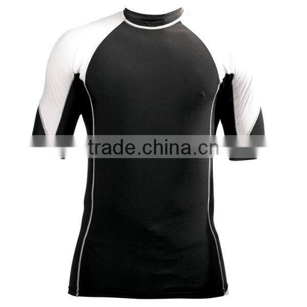 Wholesales Short Sleeve Grappling Rash Guard Red/Black Nylon/Lecra