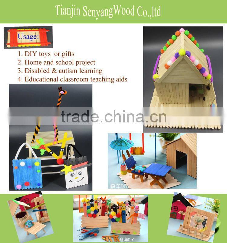 DIY toys white colorful round flat bamboo wooden craft sticks