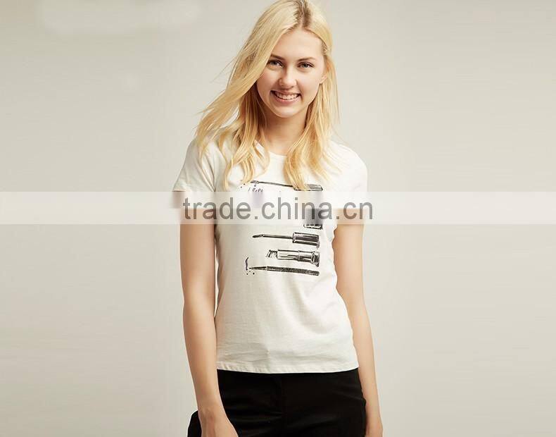 2017 new collection custom fashion t-shirt summer woman sports printing cotton t-shirt